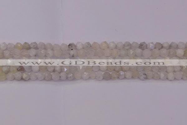 CMS1153 15.5 inches 6mm faceted nuggets white moonstone beads