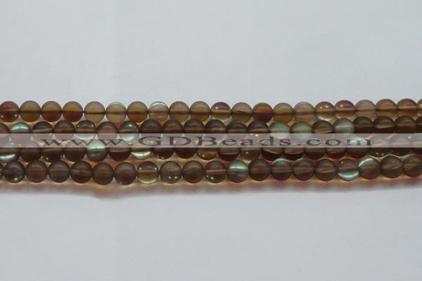 CMS1528 15.5 inches 10mm round matte synthetic moonstone beads