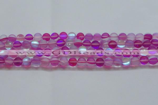 CMS1548 15.5 inches 10mm round matte synthetic moonstone beads