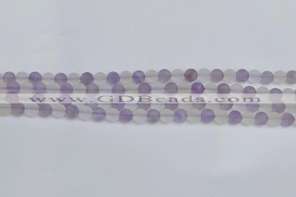 CNA736 15.5 inches 6mm round matte amethyst & white crystal beads