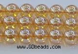 CNC576 15.5 inches 6mm round plated natural white crystal beads