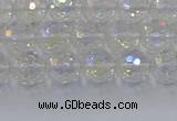 CNC600 15.5 inches 4mm faceted round plated natural white crystal beads