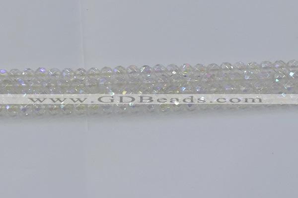 CNC607 15.5 inches 4mm faceted round plated natural white crystal beads