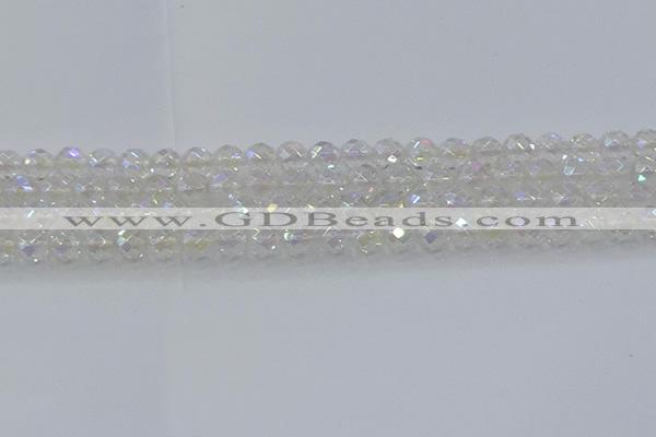 CNC609 15.5 inches 8mm faceted round plated natural white crystal beads