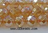 CNC621 15.5 inches 8mm faceted round plated natural white crystal beads