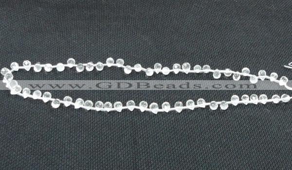 CNC64 5*7mm faceted teardrop grade A natural white crystal beads