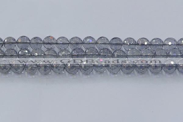 CNC642 15.5 inches 12mm faceted round plated natural white crystal beads