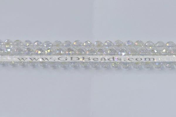 CNC646 15.5 inches 8mm faceted round plated natural white crystal beads
