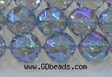 CNC660 15.5 inches 12mm faceted round plated natural white crystal beads