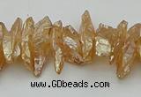 CNG5464 15.5 inches 6*10mm - 8*20mm nuggets plated quartz beads