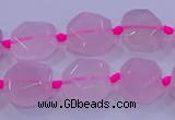 CNG5784 10*12mm - 10*14mm faceted freeform rose quartz beads