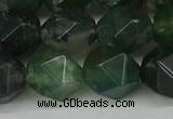 CNG6026 15.5 inches 12mm faceted nuggets moss agate beads