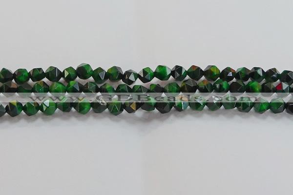 CNG6546 15.5 inches 6mm faceted nuggets green tiger eye beads