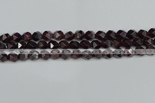 CNG7278 15.5 inches 12mm faceted nuggets red garnet beads