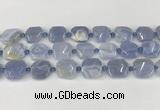 CNG8818 15.5 inches 16mm - 20mm faceted freeform blue chalcedony beads