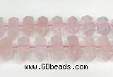 CNG8910 10*25mm - 15*30mm faceted nuggets rose quartz beads