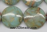 CNS84 15.5 inches 25mm flat round natural serpentine jasper beads