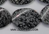 COB58 15.5 inches 25*35mm twisted oval Chinese snowflake obsidian beads
