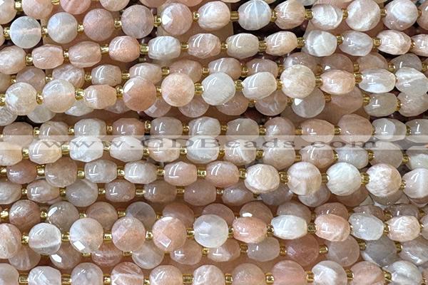 COIN143 15 inches 6mm faceted coin moonstone gemstone beads