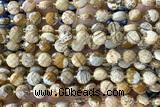 COIN146 15 inches 6mm faceted coin picture jasper beads