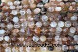 COIN151 15 inches 6mm faceted coin red quartz beads