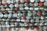 COIN154 15 inches 6mm faceted coin blood jasper beads