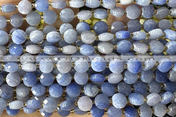 COIN167 15 inches 6mm faceted coin blue aventurine gemstone beads