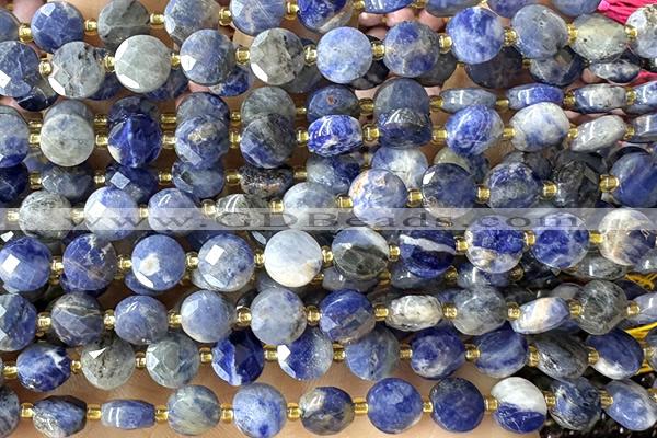 COIN168 15 inches 6mm faceted coin sodalite gemstone beads