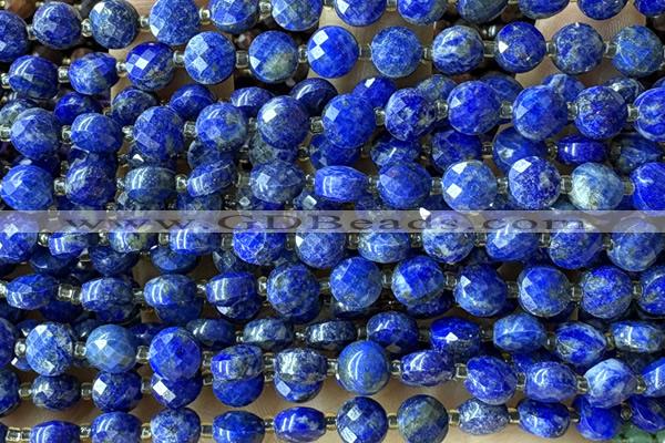 COIN170 15 inches 6mm faceted coin lapis lazuli gemstone beads