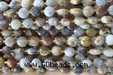 COIN172 15 inches 6mm faceted coin yellow crazy lace agate beads