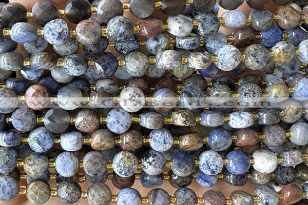 COIN173 15 inches 6mm faceted coin dumortierite gemstone beads