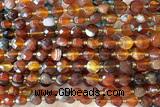 COIN176 15 inches 6mm faceted coin red agate beads
