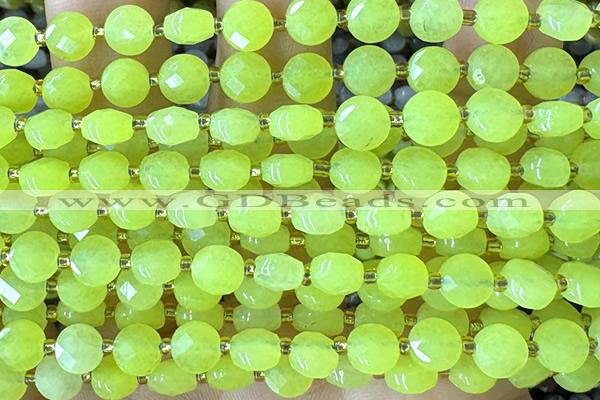 COIN183 15 inches 6mm faceted coin jade gemstone beads