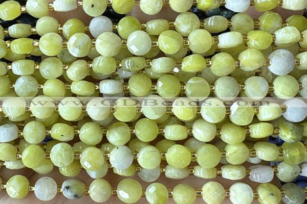 COIN184 15 inches 6mm faceted coin jade gemstone beads