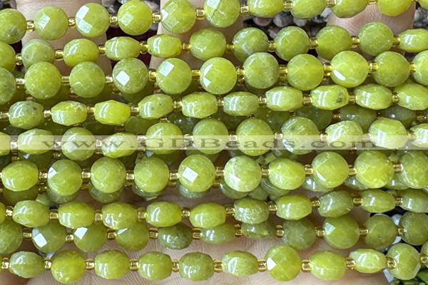 COIN185 15 inches 6mm faceted coin jade gemstone beads
