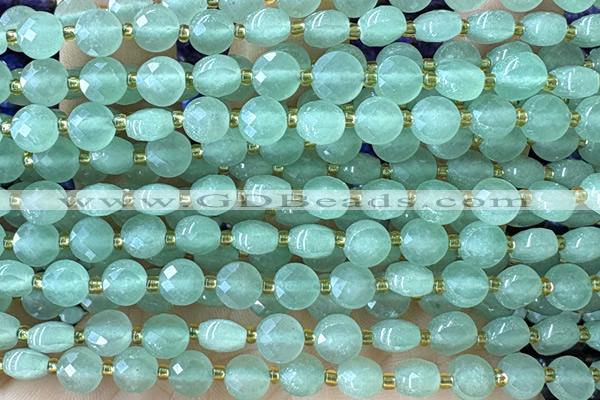 COIN187 15 inches 6mm faceted coin green aventurine jade beads