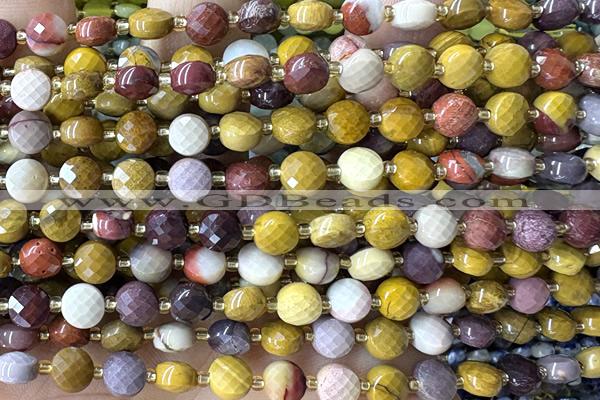 COIN192 15 inches 6mm faceted coin mookaite gemstone beads