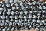 COIN195 15 inches 6mm faceted coin snowflake obsidian beads