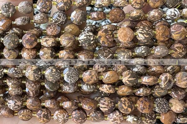 COIN197 15 inches 6mm faceted coin elephant blood beads