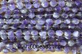 COIN201 15 inches 6mm faceted coin amethyst gemstone beads