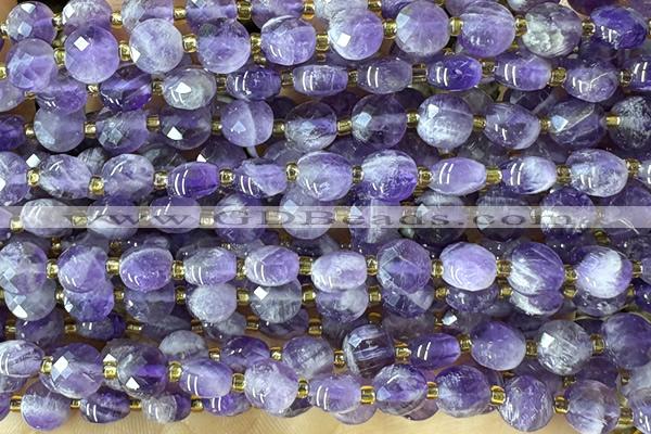 COIN201 15 inches 6mm faceted coin amethyst gemstone beads