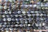 COIN205 15 inches 6mm faceted coin iolite gemstone beads