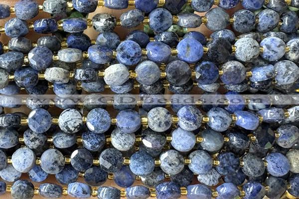 COIN209 15 inches 6mm faceted coin dumortierite gemstone beads