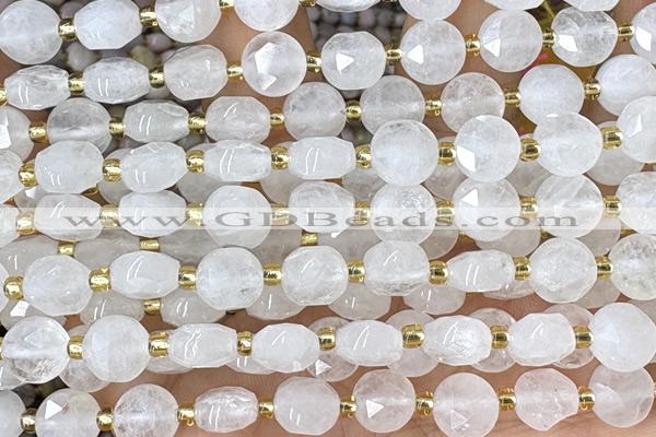 COIN221 15 inches 8mm faceted coin white jade beads beads