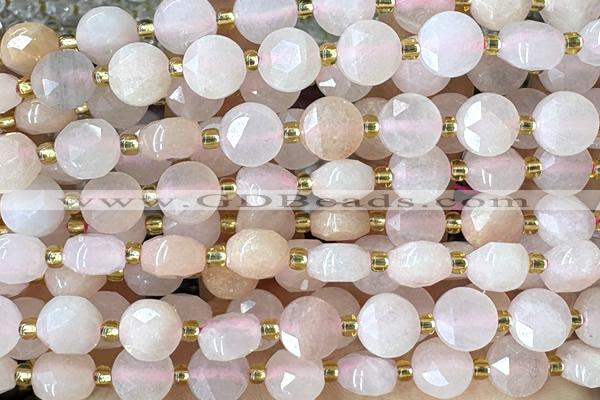 COIN223 15 inches 8mm faceted coin pink aventurine jade beads