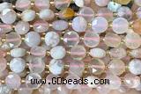 COIN225 15 inches 8mm faceted coin sakura agate beads
