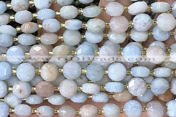COIN228 15 inches 8mm faceted coin aquamarine gemstone beads