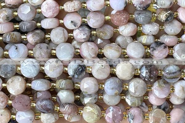 COIN229 15 inches 8mm faceted coin pink opal gemstone beads