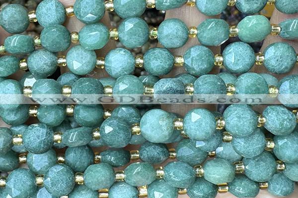COIN235 15 inches 8mm faceted coin green aventurine jade beads