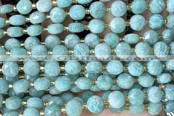 COIN237 15 inches 8mm faceted coin amazonite gemstone beads